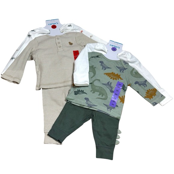 NEW Lot of (2) Carter's Clothing Gift Sets Dinosaurs Farm Animals 3-9mo - Picture 2 of 7